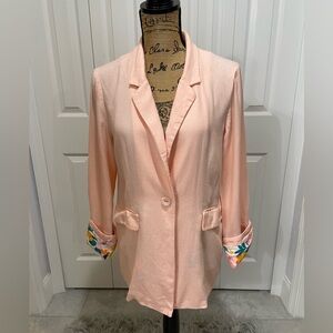 BCBGeneration Pink Blazer with Floral Cuffs